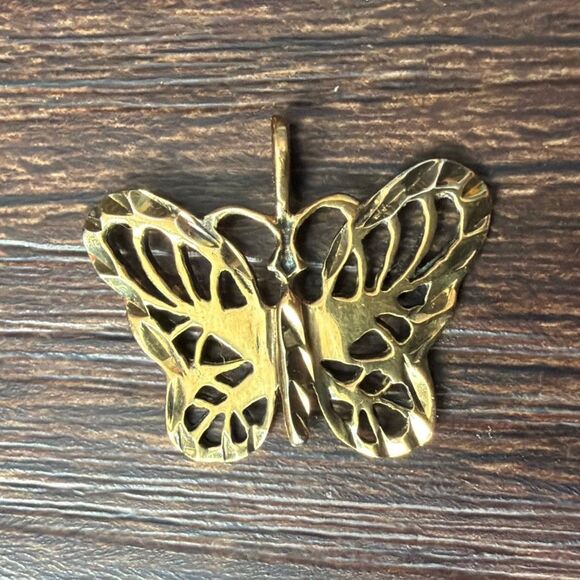 Vintage Gold over Sterling Butterfly Pendant NF 925 Thailand .9 X .8” 1.4g - Picture 4 of 12